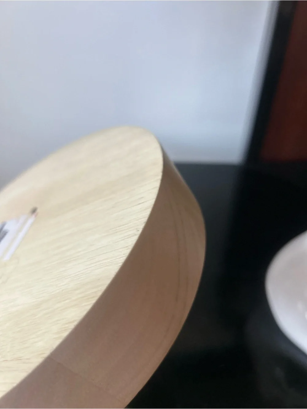 Natural Wood Round Serving Bowl - Cream